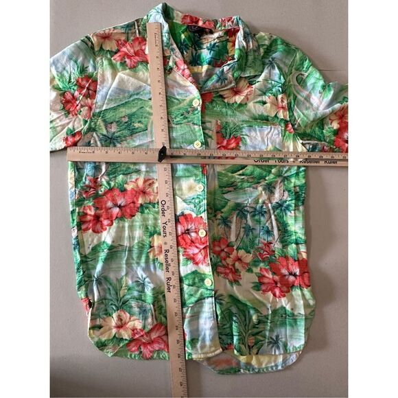 Tomboy Vintage 90’s Women’s Green Tropical Print Button-Down Shirt Size M - Picture 7 of 7